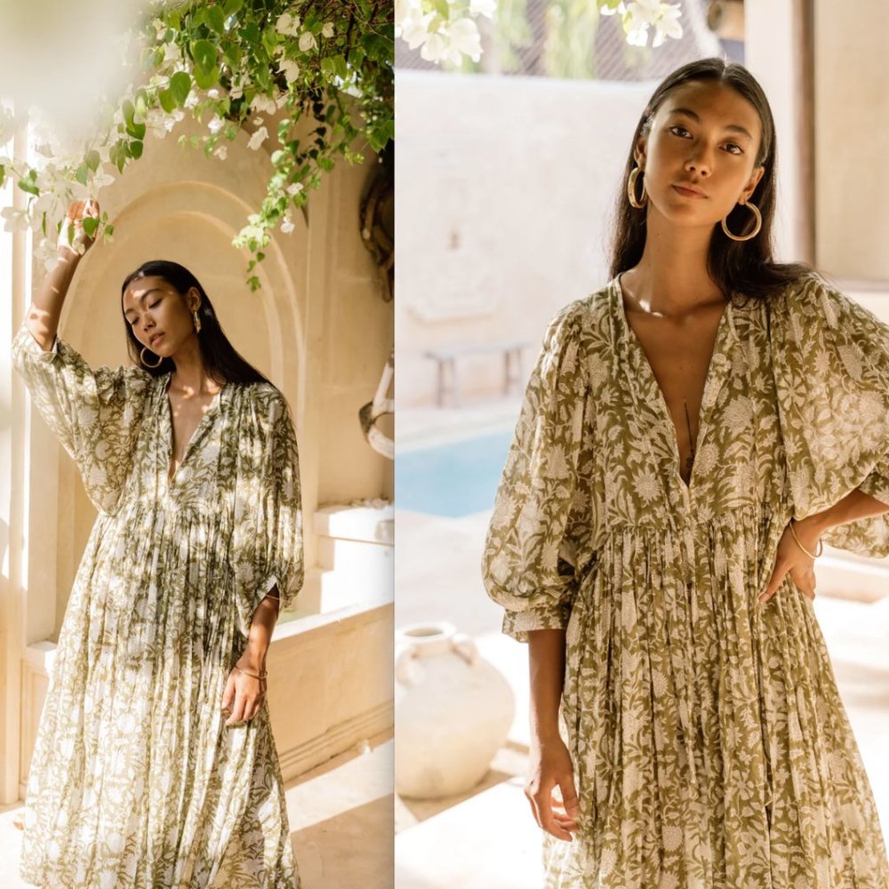 *sold* NWT Daughters Of India Midi Dress Olive